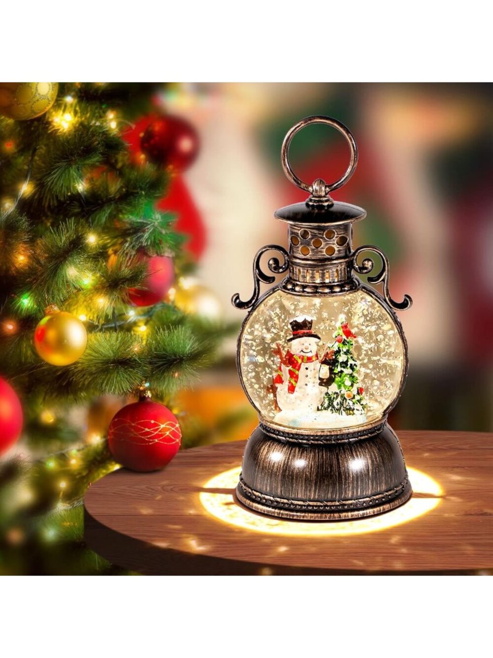 New Christmas Snow Globes with 8 Songs, Snowman & Tree, USB/Battery Powered